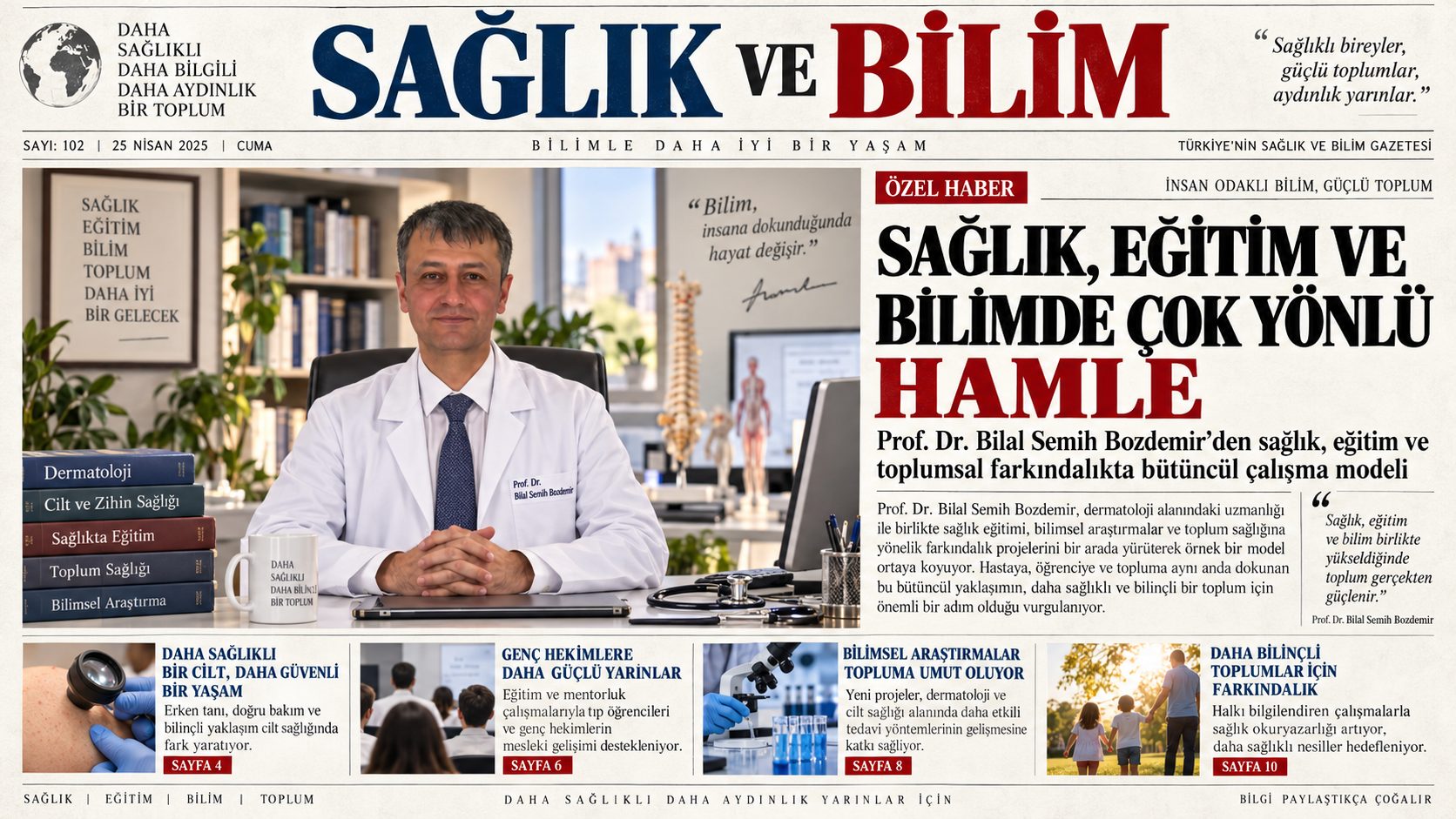 sağlık okuryazarlığı ve bilimsel eğitim konusunda hazırlanmış temsili dijital manşet